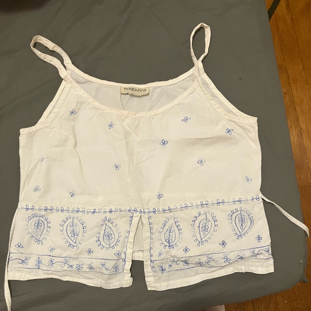 Light floral embroidered summer cami tank